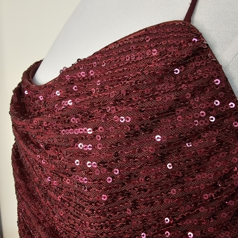 Sequin Burgundy strappy party dress women's XL - Picture 8 of 11